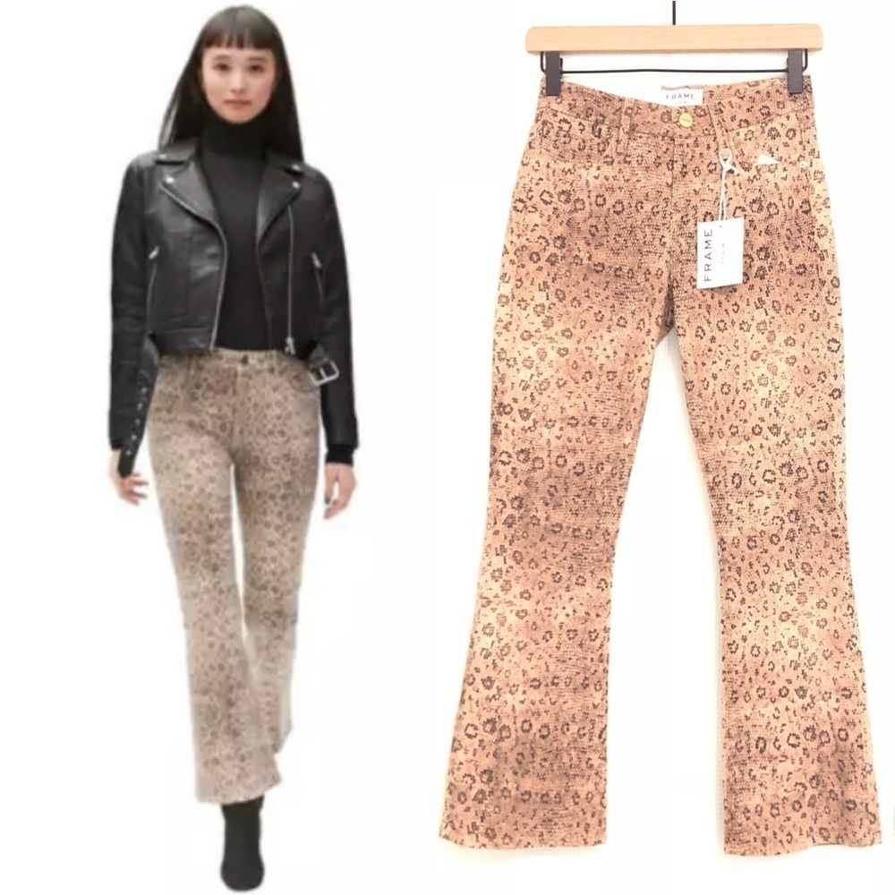 NEW FRAME Le Crop Mini Boot Jeans Snake Print Mid